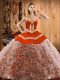 Sweetheart Sleeveless Vestidos de Quinceanera With Train Sweep Train Embroidery Multi-color Satin and Fabric With Rolling Flowers