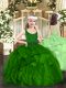 Dark Green Ball Gowns Beading and Ruffles Girls Pageant Dresses Zipper Organza Sleeveless Floor Length