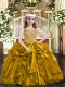 Dazzling Brown Ball Gowns Straps Sleeveless Organza Floor Length Lace Up Beading and Ruffles Girls Pageant Dresses