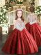 Excellent Ball Gowns Pageant Dress for Girls Red Scoop Tulle Sleeveless Floor Length Zipper