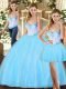 Classical Sweetheart Sleeveless Lace Up Quinceanera Dresses Baby Blue Tulle