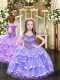 Admirable Beading and Ruffled Layers Pageant Dress Womens Lavender Lace Up Sleeveless Floor Length