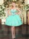 Modest Mini Length Ball Gowns Sleeveless Apple Green Prom Dresses Lace Up