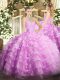 Perfect Floor Length Lilac Ball Gown Prom Dress Sweetheart Sleeveless Lace Up