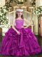 Modern Organza Sleeveless Floor Length Little Girls Pageant Dress and Beading and Ruffles