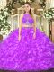 Traditional Ball Gowns 15 Quinceanera Dress Lilac Scoop Organza Sleeveless Floor Length Zipper