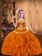 Hot Sale Orange Sleeveless Embroidery and Ruffles Floor Length Winning Pageant Gowns