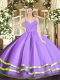 Sweet Lavender Sweet 16 Dresses Military Ball and Sweet 16 and Quinceanera with Ruffled Layers Spaghetti Straps Sleeveless Zipper