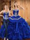 Enchanting Sweetheart Sleeveless Lace Up Sweet 16 Dresses Royal Blue Organza