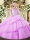 Popular Bateau Sleeveless Zipper Sweet 16 Dress Lilac Tulle