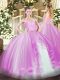 Floor Length Ball Gowns Sleeveless Lilac Quinceanera Dresses Lace Up