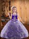 Multi-color Ball Gowns Straps Sleeveless Fabric With Rolling Flowers Floor Length Lace Up Embroidery and Ruffles Girls Pageant Dresses