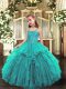 Gorgeous Straps Sleeveless Organza Child Pageant Dress Beading and Ruffles Lace Up