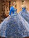 Luxury With Train Lace Up Quinceanera Dress Multi-color for Military Ball and Sweet 16 and Quinceanera with Embroidery Sweep Train