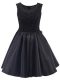 Lovely Black Quinceanera Court Dresses Prom and Party with Lace Scoop Sleeveless Zipper
