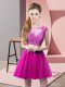 Fuchsia Zipper Scoop Appliques Prom Dress Tulle Sleeveless