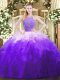 Chic Multi-color Halter Top Zipper Beading and Ruffles Sweet 16 Quinceanera Dress Sleeveless