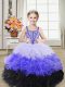 Excellent Multi-color Organza Lace Up Pageant Dress for Girls Sleeveless Floor Length Beading and Ruffles