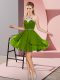 Traditional Olive Green Homecoming Dress Prom and Party with Beading Halter Top Sleeveless Zipper