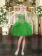 Green Ball Gowns Tulle Sweetheart Sleeveless Beading and Ruffles Mini Length Lace Up Prom Dresses