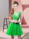Pretty Scoop Sleeveless Zipper Prom Evening Gown Green Tulle