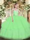 Organza Sweetheart Sleeveless Lace Up Beading and Ruffled Layers Quinceanera Dress in Apple Green