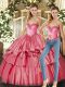 Watermelon Red Sweetheart Neckline Beading and Ruffled Layers Vestidos de Quinceanera Sleeveless Lace Up