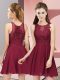 Latest Burgundy Sleeveless Chiffon Zipper Bridesmaid Dresses for Prom and Party and Wedding Party