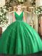 Fashionable Tulle V-neck Sleeveless Zipper Beading Quinceanera Gown in Green