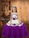 Latest Purple Organza Lace Up Little Girls Pageant Gowns Sleeveless Floor Length Embroidery and Ruffled Layers