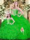 Smart Floor Length Green Ball Gown Prom Dress Organza Sleeveless Ruffles