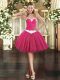 Gorgeous Fuchsia Sleeveless Tulle Lace Up for Prom and Party