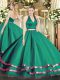 Flare Floor Length Dark Green Quinceanera Gown Tulle Sleeveless Ruffled Layers