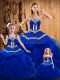 Royal Blue Sleeveless Tulle Lace Up Quinceanera Gowns for Military Ball and Sweet 16 and Quinceanera
