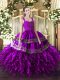 Admirable Fuchsia Sleeveless Organza Zipper 15 Quinceanera Dress for Military Ball and Sweet 16 and Quinceanera