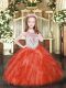 Red Zipper Scoop Beading and Ruffles Girls Pageant Dresses Tulle Sleeveless