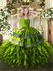 Gorgeous Floor Length Olive Green 15 Quinceanera Dress Straps Sleeveless Zipper