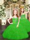 Ball Gowns Pageant Dress for Teens Green Spaghetti Straps Organza Sleeveless Floor Length Lace Up