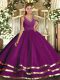 Purple Sleeveless Organza Backless Quinceanera Gowns for Sweet 16 and Quinceanera