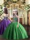 Cheap Floor Length Lace Up Little Girl Pageant Gowns Green for Party and Quinceanera with Beading