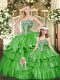 Fashionable Floor Length Green Sweet 16 Dress Strapless Sleeveless Lace Up