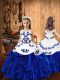 Royal Blue Little Girls Pageant Dress Wholesale Sweet 16 and Quinceanera with Embroidery and Ruffles Straps Sleeveless Lace Up