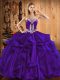 Ball Gowns Quinceanera Gowns Purple Sweetheart Organza Sleeveless Floor Length Lace Up