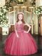 Modern Floor Length Lace Up Kids Formal Wear Coral Red for Party and Quinceanera with Beading and Ruffles