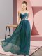 Perfect Teal Sleeveless Appliques Floor Length Prom Party Dress