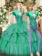 Eye-catching Turquoise Sleeveless Beading and Ruffled Layers Floor Length Sweet 16 Dresses
