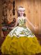 Custom Designed Gold Sleeveless Organza Lace Up Little Girls Pageant Dress Wholesale for Sweet 16 and Quinceanera