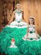 Sumptuous Green Tulle Lace Up 15 Quinceanera Dress Sleeveless Floor Length Embroidery and Ruffles