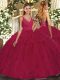 Decent Hot Pink Backless 15 Quinceanera Dress Ruffles Sleeveless Floor Length