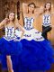 Blue Sleeveless Embroidery and Ruffles Floor Length 15th Birthday Dress